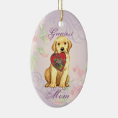 Yellow Lab Heart Mom Ceramic Ornament (Rechts)