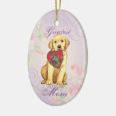 Yellow Lab Heart Mom Ceramic Ornament (Links)