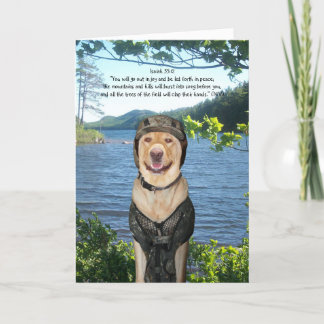 Yellow Lab in Camo Birthday for Outdoorsman Karte