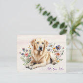 Yellow Lab in Wildflowers Hello Personalized Postkarte (Stehend Vorderseite)