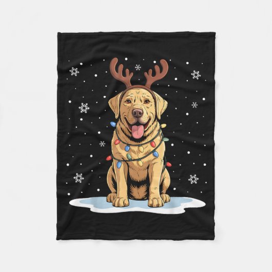 Yellow Lab Labrador Christmas Reindeer Dog Lover X Fleecedecke (Vorderseite)