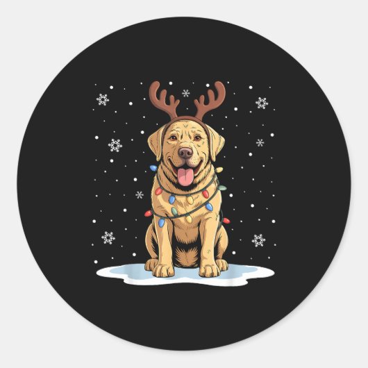 Yellow Lab Labrador Christmas Reindeer Dog Lover X Runder Aufkleber (Vorderseite)