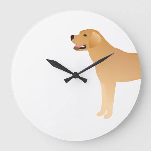Yellow Lab - Labrador Retriever Breed Silhouette Große Wanduhr (Vorderseite)