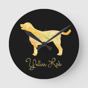 Yellow Lab Watercolor Design Runde Wanduhr