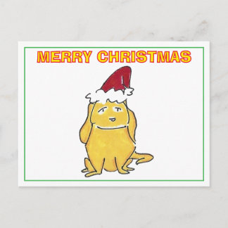 Yellow Lab With Christmas Cap Cartoon Christmas Feiertagspostkarte