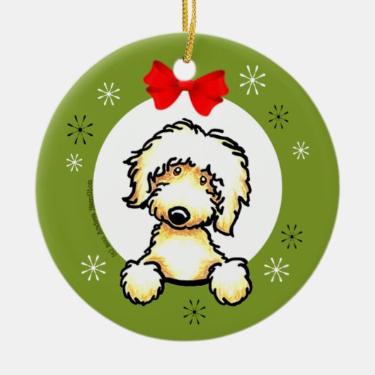Yellow Labradoodle Christmas Classic Keramik Ornament (Vorne)