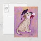 Yellow Labrador Abschluss Ankündigungspostkarte (Vorne/Hinten)