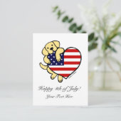 Yellow Labrador American Heart 2 Postkarte (Stehend Vorderseite)