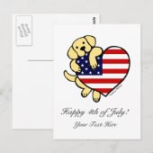 Yellow Labrador American Heart 2 Postkarte (Vorne/Hinten)