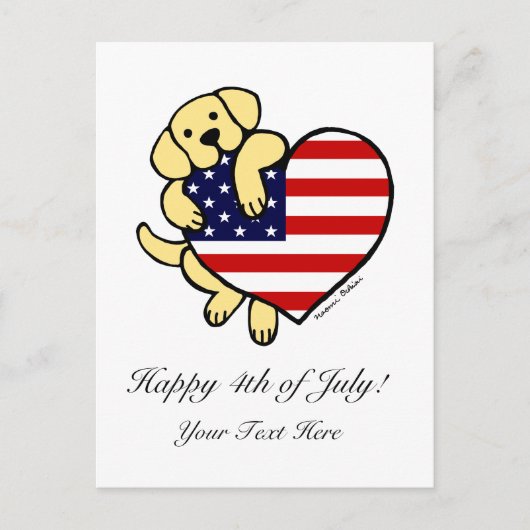 Yellow Labrador American Heart 2 Postkarte (Vorderseite)