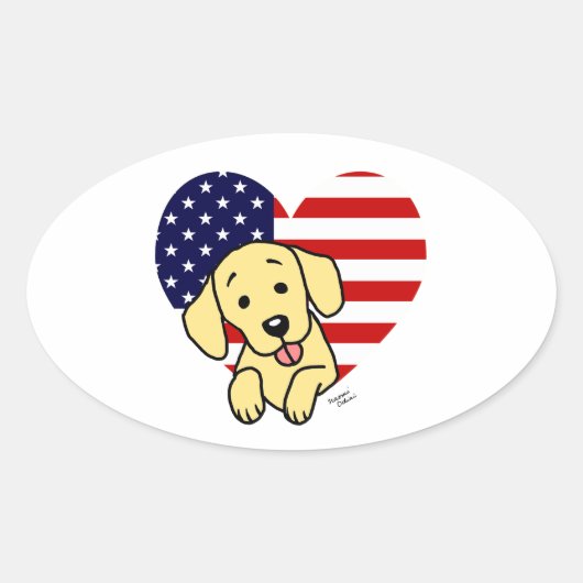 Yellow Labrador American Heart Ovaler Aufkleber (Vorderseite)