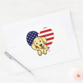 Yellow Labrador American Heart Ovaler Aufkleber (Umschlag)