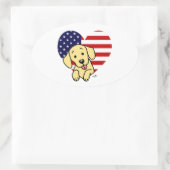 Yellow Labrador American Heart Ovaler Aufkleber (Tasche)