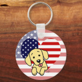 Yellow Labrador American Heart Schlüsselanhänger (Vorderseite)