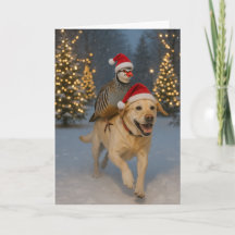 Yellow Labrador and Partridge Christmas card