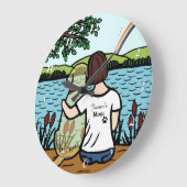 Yellow Labrador Angel and Mom Clock Große Wanduhr (Winkel)