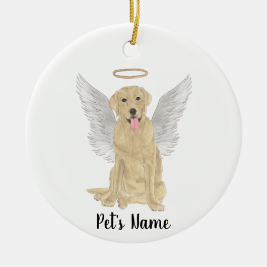 Yellow Labrador Beileid Memorial Keramik Ornament (Vorne)