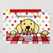 Yellow Labrador beobachtet Geburtstag Einladung (Vorne/Hinten)