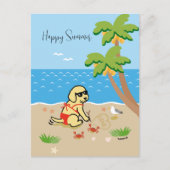 Yellow Labrador Bikini Girl Happy Summer Postcard Postkarte (Vorderseite)