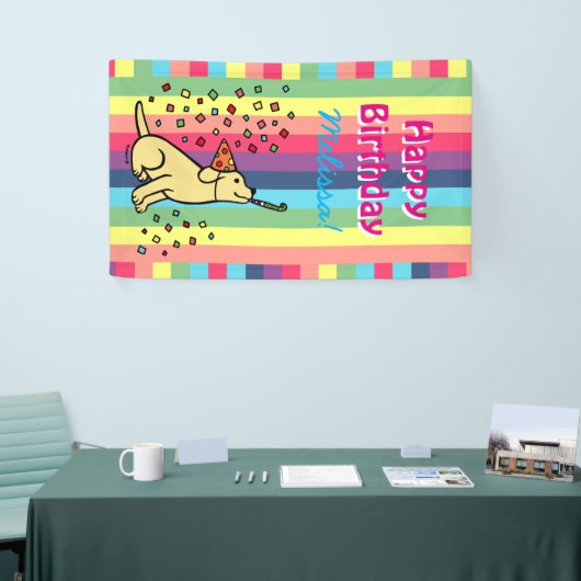 Yellow Labrador Birthday Party Confetti Banner (Messeveranstaltung)