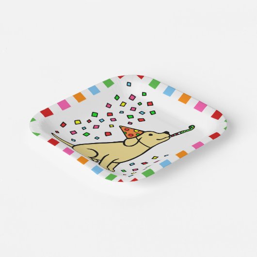 Yellow Labrador Birthday Party Confetti Pappteller (Gewinkelt)