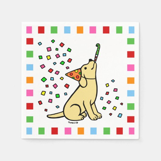 Yellow Labrador Birthday Party Confetti Serviette (Vorderseite)