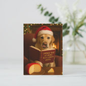 Yellow Labrador 'Cheese Tax' Christmas postcard Postkarte (Stehend Vorderseite)