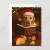 Yellow Labrador 'Cheese Tax' Christmas postcard Postkarte (Vorne/Hinten)
