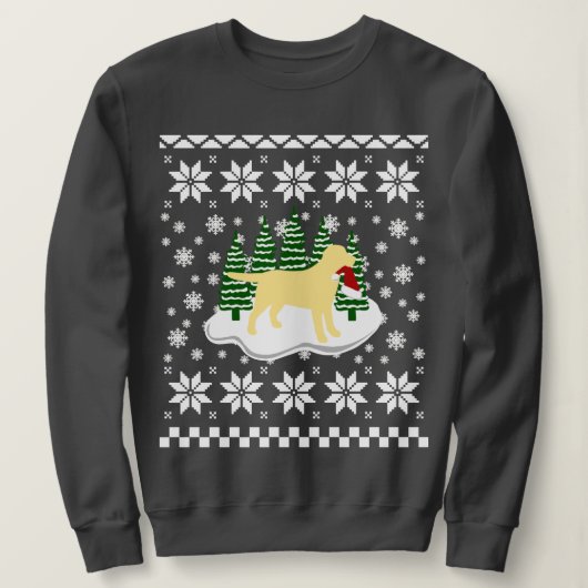 Yellow Labrador Christmas Evergreen Snowflakes Sweatshirt (Design vorne)