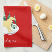 Yellow Labrador Christmas Evergreen Trees Geschirrtuch (Viertel Falte)