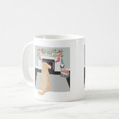 Yellow Labrador Dog In Christmas Fireplace Scene Kaffeetasse (Vorderseite Links)