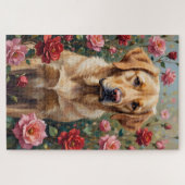 Yellow Labrador Dog Valentine's Day Rose Field Puzzle (Horizontal)