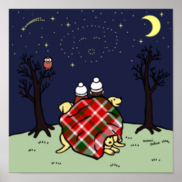 Yellow Labrador Family und Starry Sky Poster