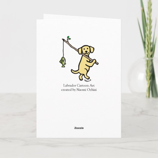 Yellow Labrador Fishing Cartoon Karte (Rückseite)
