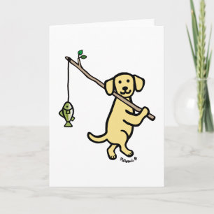 Yellow Labrador Fishing Cartoon Karte