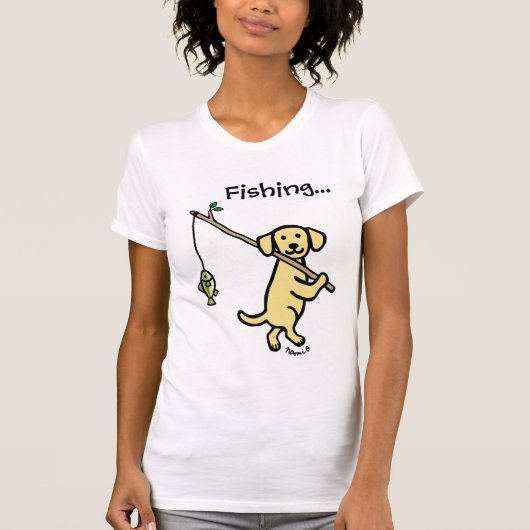Yellow Labrador Fishing Cartoon T-Shirt (Vorderseite)