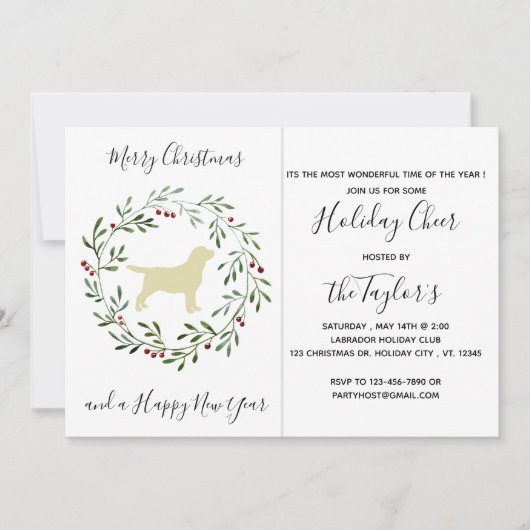 Yellow Labrador Frohe Weihnachts Labrador Retrieve Einladung (Vorderseite)