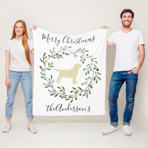 Yellow Labrador Frohe Weihnachts Labrador Retrieve Fleecedecke