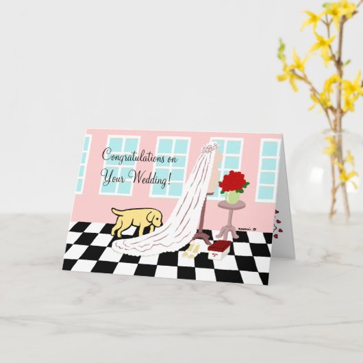 Yellow Labrador Glückwunsch Hochzeit Karte (Gelbe Blume)