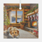 Yellow Labrador Holiday Glass Ornament Aus Glas (Vorderseite)