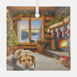 Yellow Labrador Holiday Glass Ornament Aus Glas