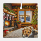 Yellow Labrador Holiday Glass Ornament Aus Glas (Rückseite)