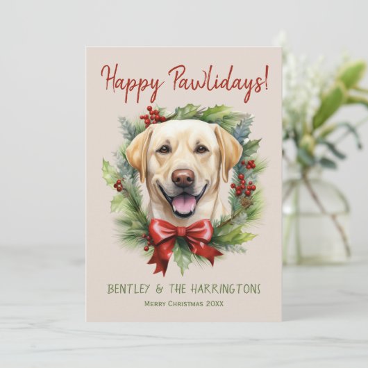 Yellow Labrador Hund Weihnachten Glückspilze (Stehend Vorderseite)