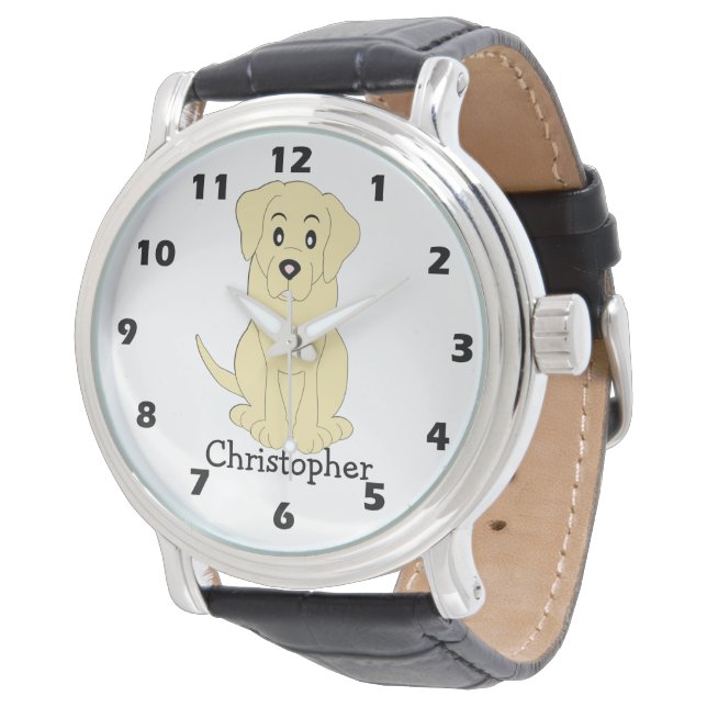 Yellow Labrador Hunddesign Armbanduhr (Schrägansicht)