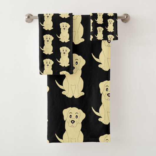 Yellow Labrador Hunddesign Badhandtuch Set (Insitu)