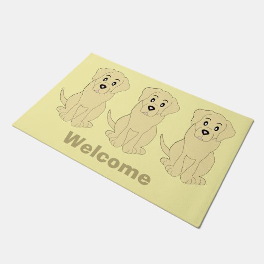 Yellow Labrador Hunddesign Fußmatte (Schrägansicht)