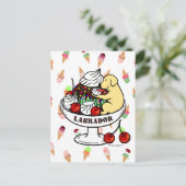 Yellow Labrador & Ice Cream Sundae Postkarte (Stehend Vorderseite)