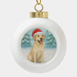 Yellow Labrador Keramik Kugel-Ornament