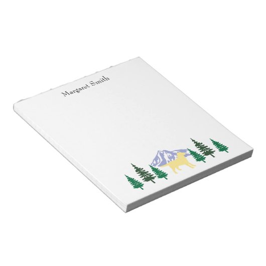Yellow Labrador Kontur Evergreen Trees Notepad Notizblock (angewinkelt)