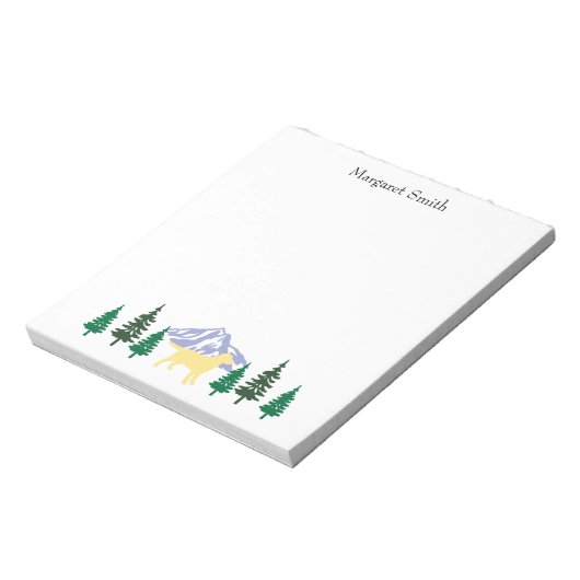 Yellow Labrador Kontur Evergreen Trees Notepad Notizblock (Rotiert)
